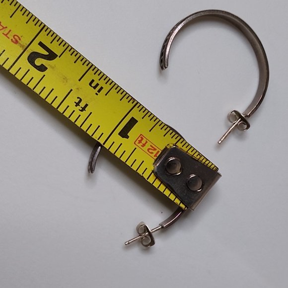 Vintage Metal Half Hoop Earrings - Picture 12 of 13